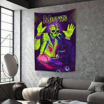 Roko ir Roll muzikos gobelenas Punk grupės Misfits spaudinys Namų dekoracija Sienos kabinys Bendrabučio miegamojo fonas Koncerto dekoras 29x37in
