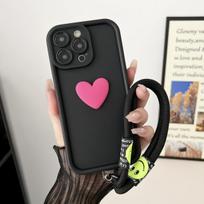 Phone Case for Honor 8X Honor V10 lite 8X Love Heart Hand Strap Camera Protection Square Liquid Silicone Soft Cover Case & Strap&Honor 8X juoda