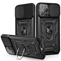 Stumdomos kameros objektyvo apsaugos šarvų dėklas, skirtas iPhone 15 13 14 Plus 11 12 Pro Max mini karinio lygio buferių žiedo dangtelis For iPhone 15 juoda