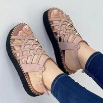 Plus Size Women'S Shoes Summer 2022 Comfortable Casual Sports Sandals Beach Wedge Sandals Women'S Platform Roman Sandals 35 gray