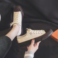 Korean Caramel Biscuit Canvas Sneakers, Ulzzang Hong Kong-Flavored Harajuku Style, Retro 1970s All-Match, E29. US 6.5