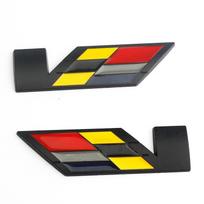 2 vnt. V logotipo metalinis 3D automobilio lipdukas ženkliukas emblema lipdukas automobilio stiliaus aksesuarai juoda