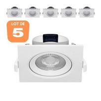 Lot de 5 Spots LED encastrables carré blanc 5W IP20 6500K