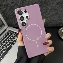 Magnetic Silicone Phone Case for Samsung Galaxy S25 Ultra S24 Plus S23 S22 S21 S20 FE Soft Shell Protective Shockproof Cover Galaxy S25 Ultra violetinė