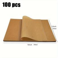 1 rinkinys/100 vnt. pergamentinio kepimo popieriaus, nelipnus vaškuotas popierius kepimui, kepsnių kepimui, garinimui (rudas) Pack of 100 dramblio kaulas