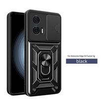 For Motorola Edge 50 Fusion Case Slide Camera Armor Phone Cases For Moto Edge50 Fusion 6.7  Car Magnetic Holder Ring Back Cover For Edge 50 Fusion black