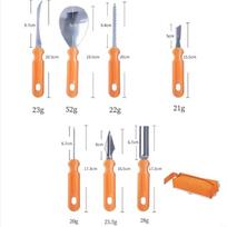 7Pcs/Set Pumpkin Carving Set Halloween Stainless Steel Fruit Carving Knife with Storage Bag Pottery Sculpture Pumpkin Tools