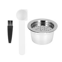 Coffee Capsule Reusable Refillable Coffee Filter Cup with Spoon Brush Fit for Kfee white