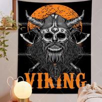 Ancientn Viking Tapestry Wall Hanging Norse Runes Tarot Tapestrys Warship Witchcraft Tapestries Aesthetic Bedroom Decoration 95x73cm beige