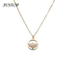 New Fashion Exquisite Bee Necklace Round Plate Pendant beige