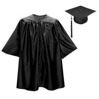 1 rinkinys Unisex Vaikų baigimo chalatas ir kepurė Priekinis užtrauktukas Laisvas kutas Metų žyma Mokinys Darželio baigimo ceremonijos chalatas Kepurė Kutų rinkinys M juoda