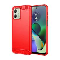 Skirtas Motorola Moto G54 5G dėklas Moto G54 dangtelis 6,5 colio anglies pluošto smūgiams atsparus silikoninis buferis, skirtas Motorola Moto G54 Coque For Moto G54 5G raudona