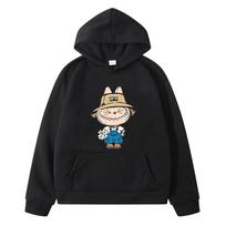 labubu print  Kawaii hoodies Fleece sweatshirt  Cartoon pullover y2k sudadera Autumn boys anime hoodie jacket kids clothes girls 130 juoda