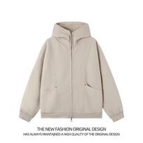 2025 New Sweatshirt Hong Kong Style Loose Simple Hooded Sweatshirt Cardigan Unisex Trendy Stylish Versatile S