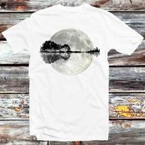 230 Gsm 100% Cotton Moonlight Nature Guitar Tree T Shirt Vintage Retro Cool Gift Mens Womens Unisex Cartoon Anime Top Tee B388 XXS balta