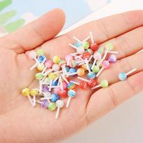 Mini Food Play Lollipop Nail Art 3D saldainių dervos priedai 6x12mm white