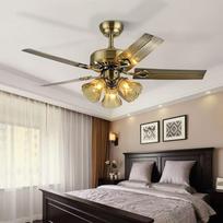 48-inch Remote Control 6-speed Reversible Interior Motor Dual Air Vane Ceiling Fan Lights 42 inches bronza