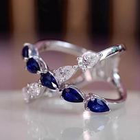 Huitan Temperament Cross Rings with Blue/White Waterdrop Cubic Zirconia Luxury Trendy Women Accessories Daily Wear Party Jewelry 6 black
