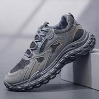 Labor Insurance Shoes Men's Spring and Autumn New Breathable Mesh Shoes Men's Construction Site Work Non-slip Wear-resistant Sports Dad Shoes 39 pilka spalva