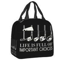 Golf Insulated Lunch Tote Bag for Women Sports Golfing Golfer Resuable Cooler Thermal Bento Box Kids School Children 22x20x13CM smėlis