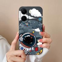 Mieli animaciniai astronautų telefono dėklai Redmi A1 Turbo 4 A2 K70 Ultra A4 A5 13 14C 14R minkšti kvadratiniai skysto silikono neslystantys korpusai Redmi dangteliui Redmi Turbo 4 5G
