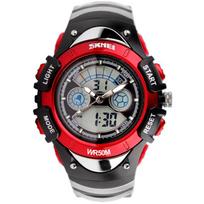 Trendy Children's Electronic Watch Waterproof Fashion Double Time Student Sports Watch raudona