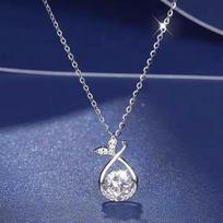 Fish tail water drop necklace women's light luxury niche high-end design collarbone chain ins wind temperament zircon pendant blue