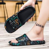 Vienos juostelės vyriški vasariniai paplūdimio šlepetės, vyriški naminiai, vonios, neslystantis minkštas padukas, sportiniai sandalai, didelis dydis 45 35 black