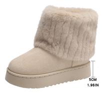 Winter new thick-soled snow boots medium tube solid color fashion velvet thickened cotton boots thick-soled towel cloth snow boots 36 gray
