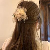 12cm long Mesh Flower Hair Grab Clip with a Literary Vibe.Its transparent large shark clip is great for creating a neat look at the back of the head A black