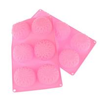 3D Chrizantemų silikoninė forma „Pasidaryk pats“ gėlės muilo žvakių formos saulėgrąžų tortų dekoravimo įrankiai 6 lizdų dervos forma pink