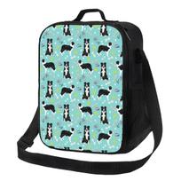 Custom Border Collie Tennis Ball Lunch Bag Women Cooler Thermal Insulated Lunch Boxes for Kids School 26.5x20x11.5CM smėlis