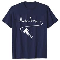 Men's Clothing Ski Skiing Heartbeat Snowboard Shirts Fashion Graphic Short Sleeve Tee O-Neck Harajuku Men Oversized T-shirt XXXXXL black