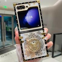 Prabangus Blizgantis Aurora Drugelio Stovo Telefono Dėklas Samsung Galaxy Z Flip 6 5 4 3 Flip6 Flip5 Flip4 Flip3 5G Laikiklio Dangtelis Galaxy Z Flip 3