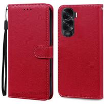 For Honor 90 Lite Case Soft TPU Silicone Wallet Leather Flip Cover For Honor 90 Lite 5G Case Honor 90lite Phone Cover Fundas for Honor 90 Lite 5G tamsiai raudona spalva