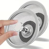 2 vnt. virtuvės kriauklės sietelių rinkinys: Nerūdijančio plieno tinklelio filtro rankena kamštis drenažiniam krepšiui Puikiai tinka atliekų angai white