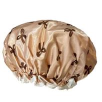 Women Shower Cap Double Layer Satin Finish Waterproof Inner Layer Hair Protection Shower Cap Elastic Makeup Hat rožinio aukso spalvos