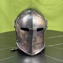 Barbuta šalmas su skydeliu Viduramžių riterio mūšio šalmas skirtas , Cosplay Kolekcionieriams gray