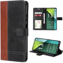 Coque pour Xiaomi Redmi Note 13 Pro 5G (pas pour 4G), Etui Pliable en Cuir PU Bicolore avec Fentes pour Cartes et Support - Marron