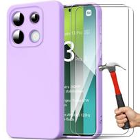 Case for Xiaomi Redmi Note 13 Pro 5G (not for 4G) - Protection Silicone Liquide Mat Antichoc Slim - Violet + 2 Verres Trempés