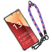 Coque pour Xiaomi Redmi Note 13 Pro 4G (pas pour 5G) en Silicone Transparent avec Bracelet Tressé Multicolore Amovible