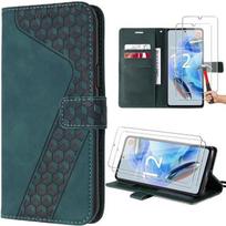 Case for Xiaomi Redmi Note 12 Pro 5G - Green - Leather Effect - 2 Tempered Glasses - Card Pocket - Stand
