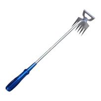 Weed Puller Tool 6 Teeth Steel Forged Hand Weeder 2-in-1 Manual Weed mėlyna