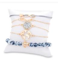 5Pcs/Set Bohemia Handmade Turtle Letter Infinity Love Map Bracelet Set Women Bracelets Set for Women White Rope Chain Bracelet 5pcsset