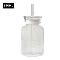 750ml Large Capacity Glass Water Bottle With Time Marker Cover For Water Drink Transparent Milk Juice Simple Cup Birthday Gift 500-1000ml