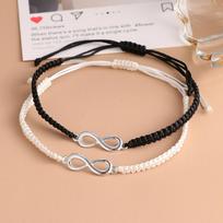 2 Pieces/set of Black and White Infinity Symbol Hand-woven Couple Bracelets for Women MIT