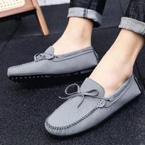 Fashion Loafers Mens Casual Shoes Soft Comfortable Slip-on Flat Soft Brand Male Footwear Black Blue Plus Size 45 D026 6.5 pilka spalva