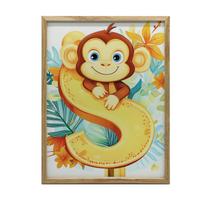 Poster Cheerful Monkey And Letter S Poster Cheerful Monkey And Letter S, 30X40 Cm, Dark Brown Wooden Frame, 230 Gsm Matte Paper 36