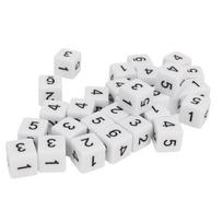 30PCS Dice Set 16mm 6 Sided Plastic Educational Number Dice Cubes for Math Games Table Games Board white