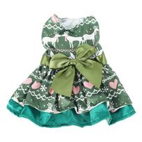 Madinga šuns suknelė, miela, Kalėdų tema, širdelės ir elnio raštas, vasarinė šuniuko suknelė Kalėdų vakarėliui L(for 6.5-9kg)